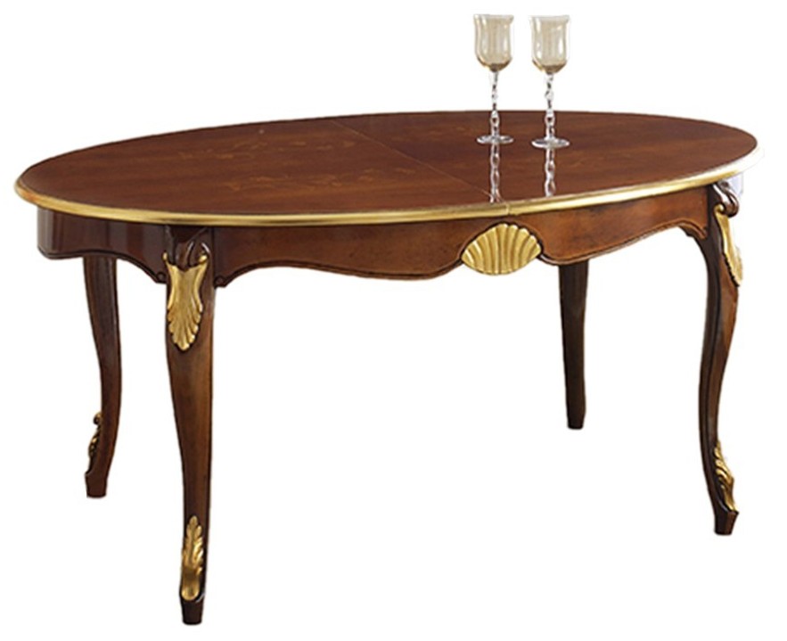 Estila Luxusný rustikálny oválny jedálenský stôl Pasiones z vyrezávaného masívu s kovovu výzdobou 170 cm