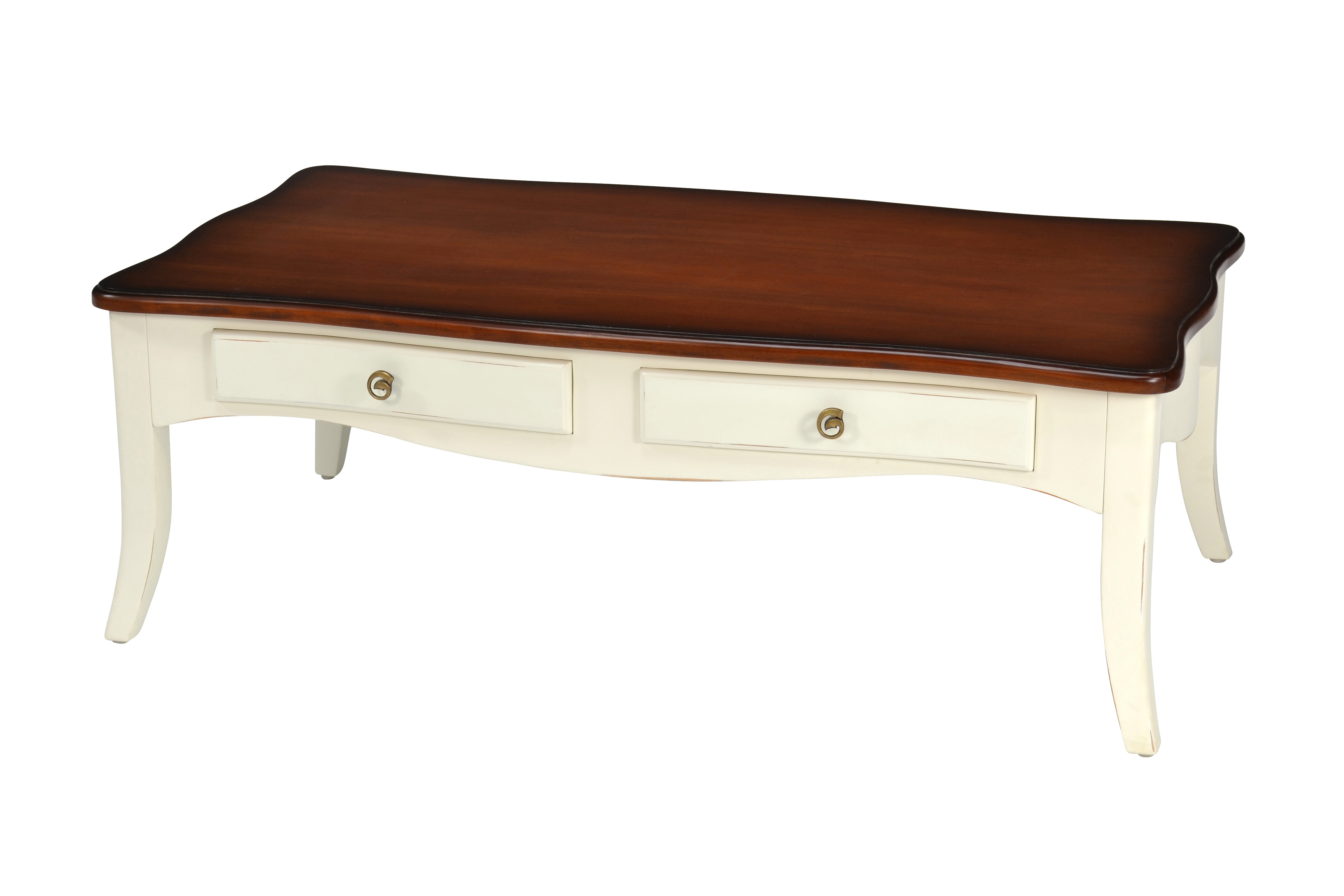 Estila Luxusný masívny biely konferenčný stolík Deliciosa v provensálskom štýle s dvomi zásuvkami 130cm