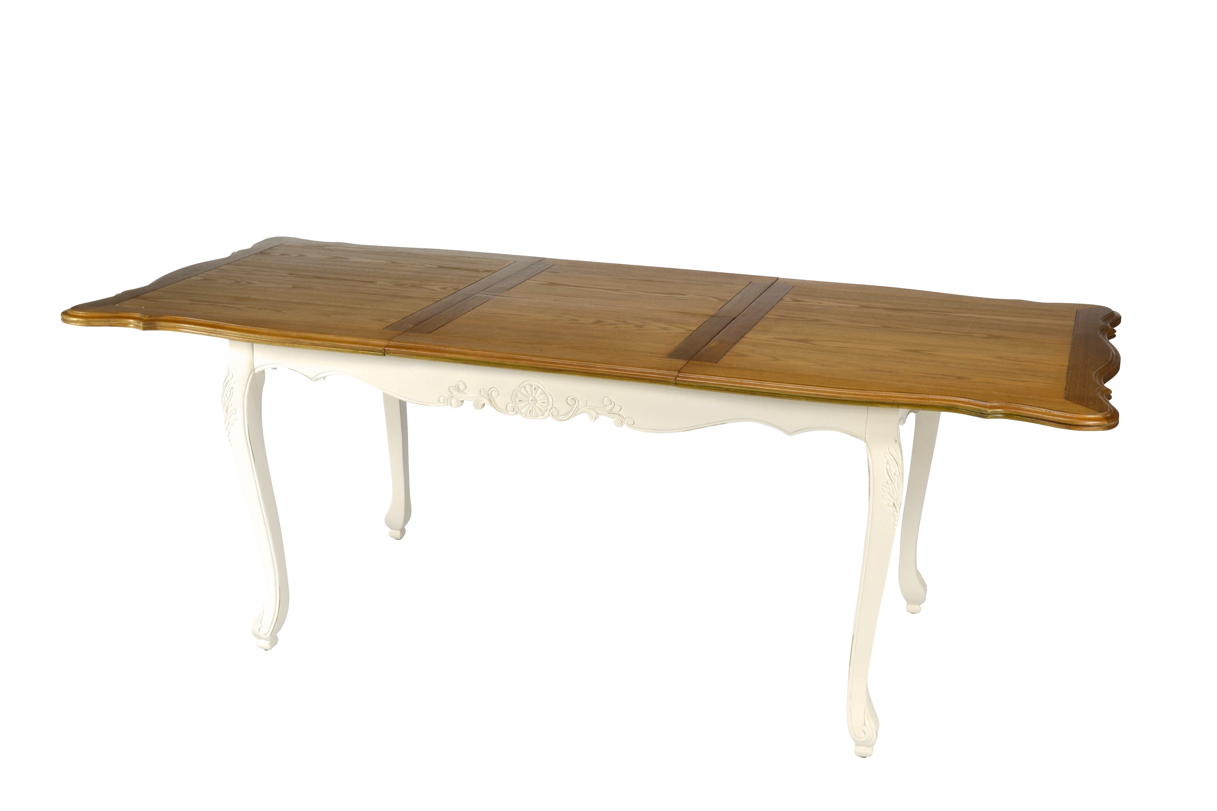 Estila Luxusný provensálsky drevený bielo-hnedý rozkladací stôl Preciosa z masívneho mahagónového dreva 160/220cm