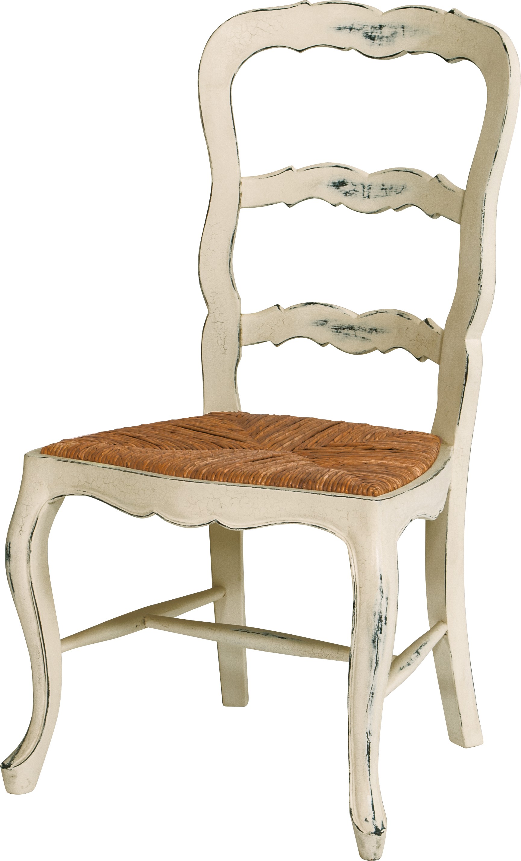 Estila Exkluzívna provensálska jedálenská stolička Antoinette v masívnom vanilkovom prevedení s ratanovou aplikáciou 102 cm