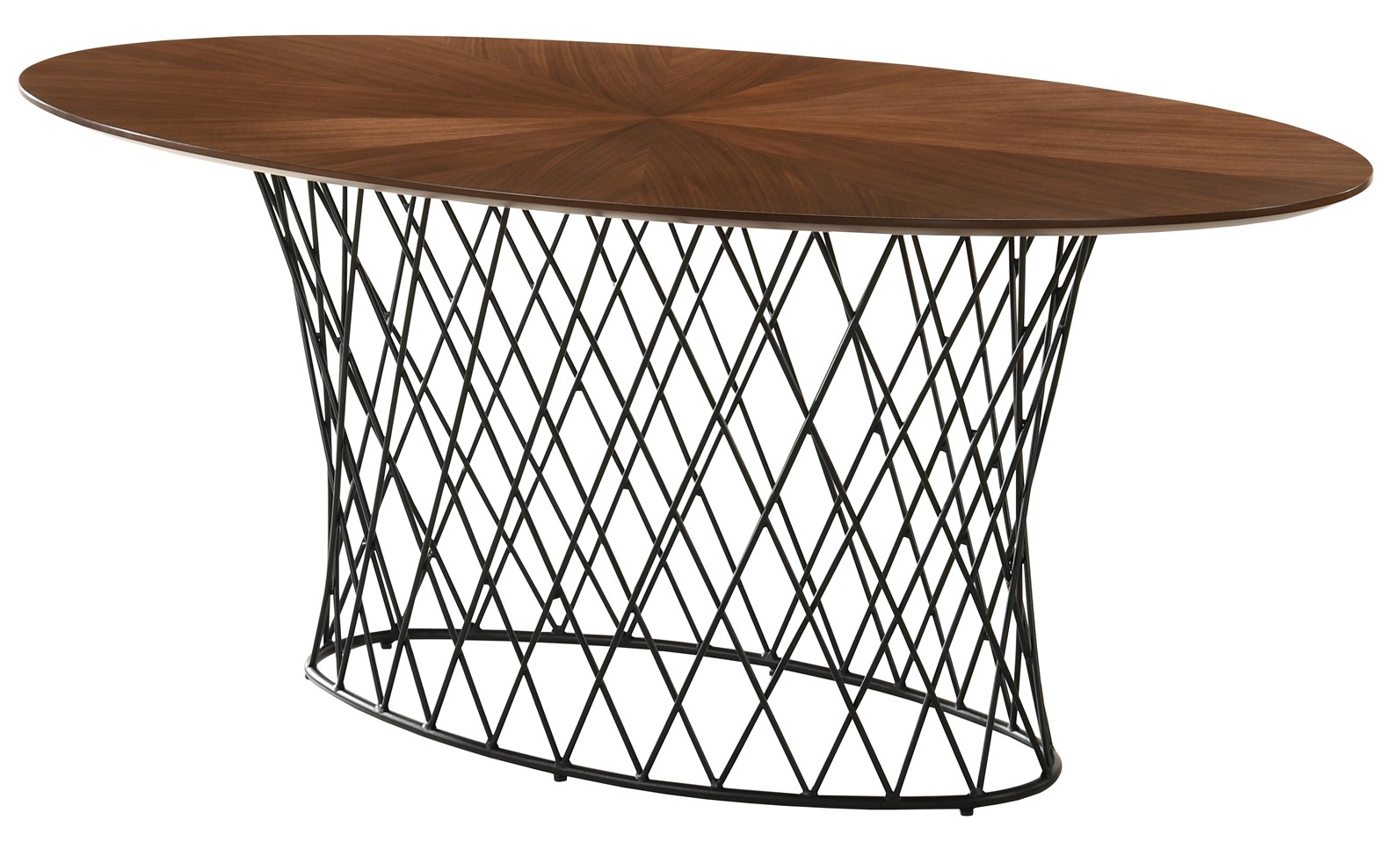 Estila Moderný oválny jedálenský stôl Nordica Nogal z orechovo hnedého dreva s čiernou kovovu podstavou 180cm