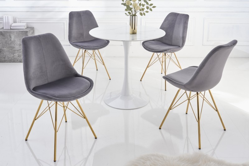 Estila Art deco moderná jedálenská stolička Scandinavia s tmavosivým zamatovým čalúnením a zlatými nohami 86cm
