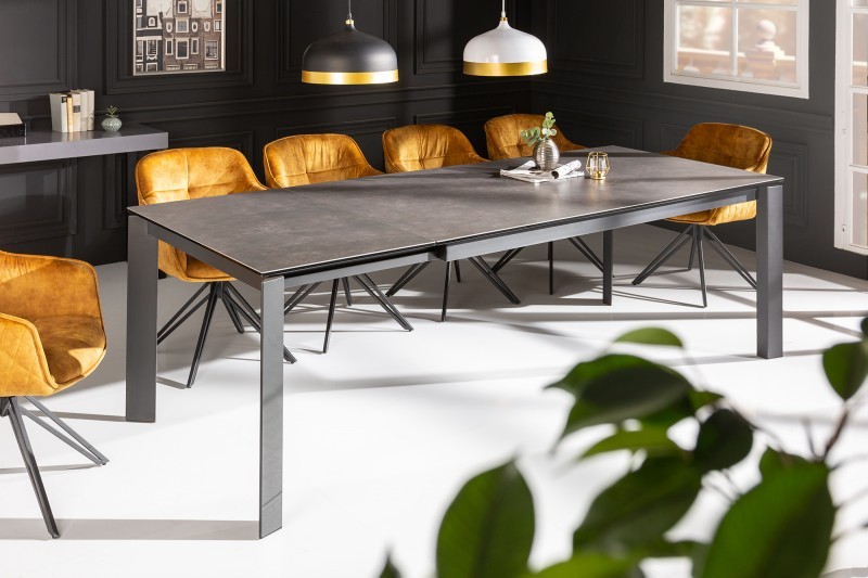 Estila Moderný jedálenský stôl Antan v antracitovom sivom prevedení s keramickou doskou a kovovou konštrukciou 240cm