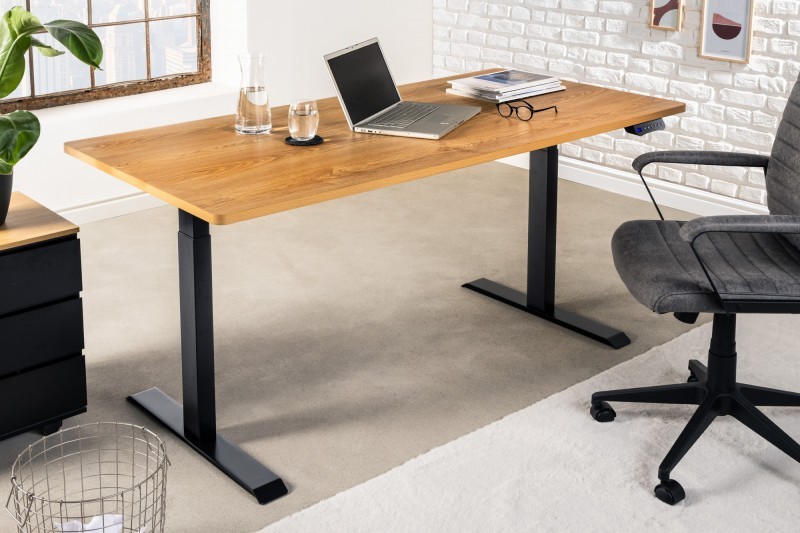 Estila Industriálny výškovo nastaviteľný písací stôl Zuva v prevedení dub bledo hnedý 160cm