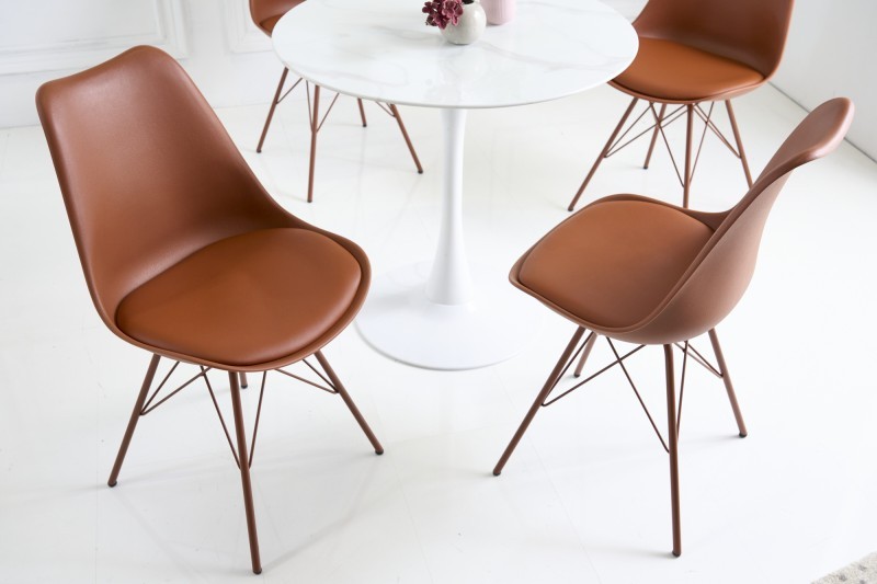 Estila Dizajnová hnedá jedálenská stolička Scandinavia z eko kože v modernom štýle 85 cm