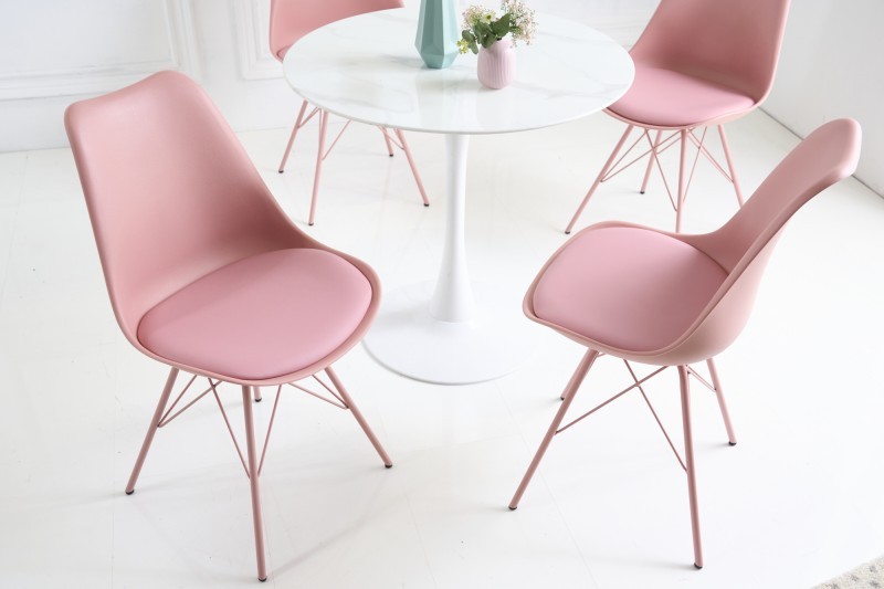 Estila Dizajnová jedálenská stolička Scandinavia s čalúnením z eko-kože ružová 85cm