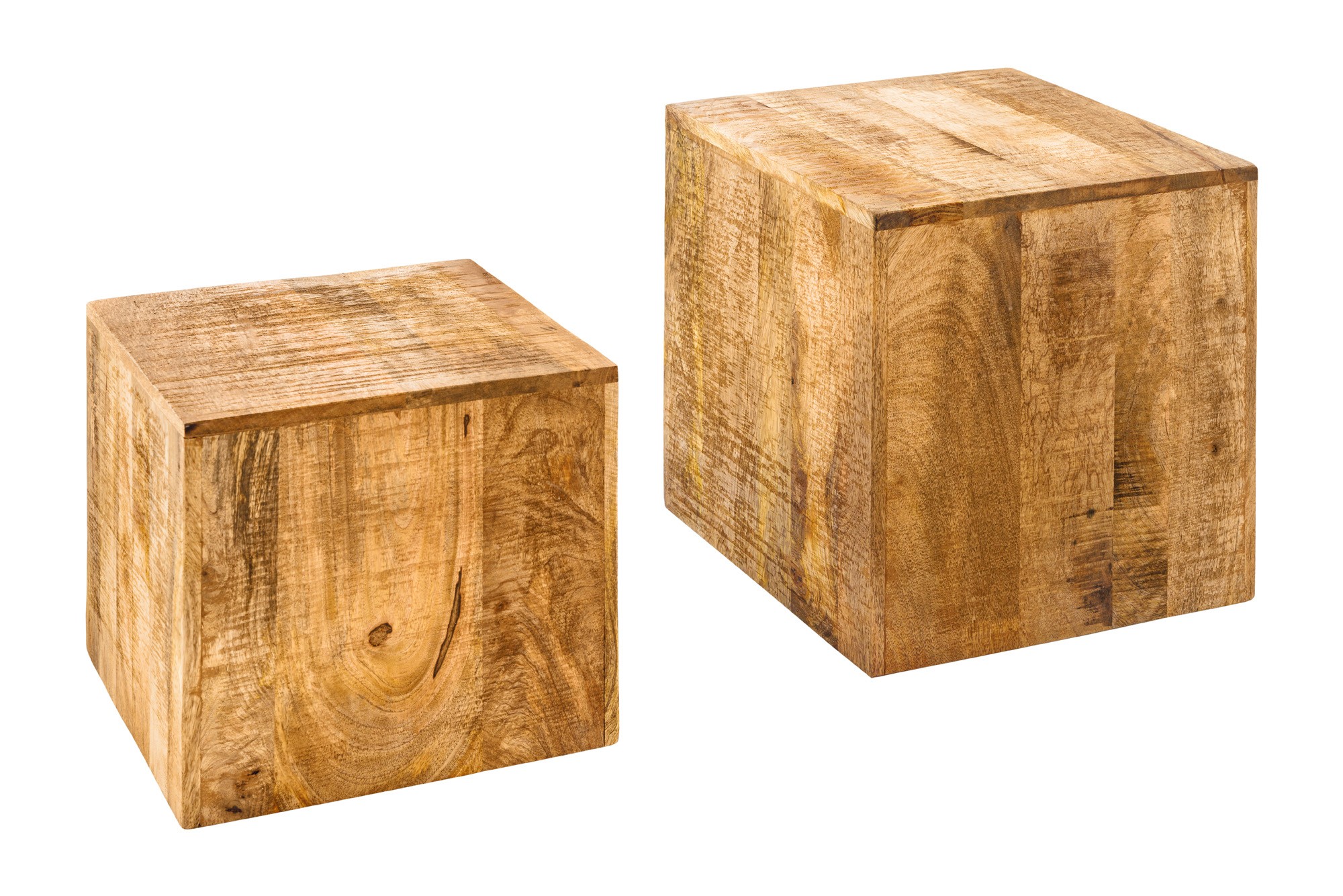 Estila Set masívnych štvorcových príručných stolíkov Cascara z mangového dreva v hnedej farbe 45/40cm