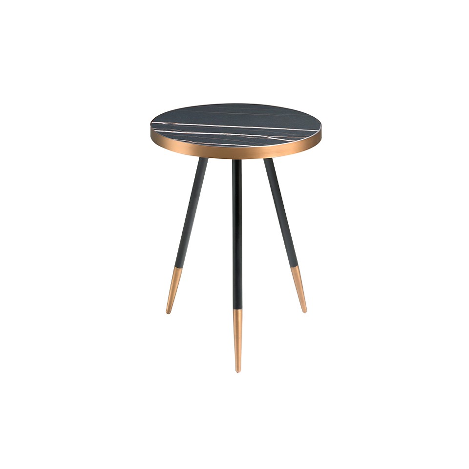 Estila Art-deco okrúhly príručný stolík Forma Moderna čierny mramor 56cm