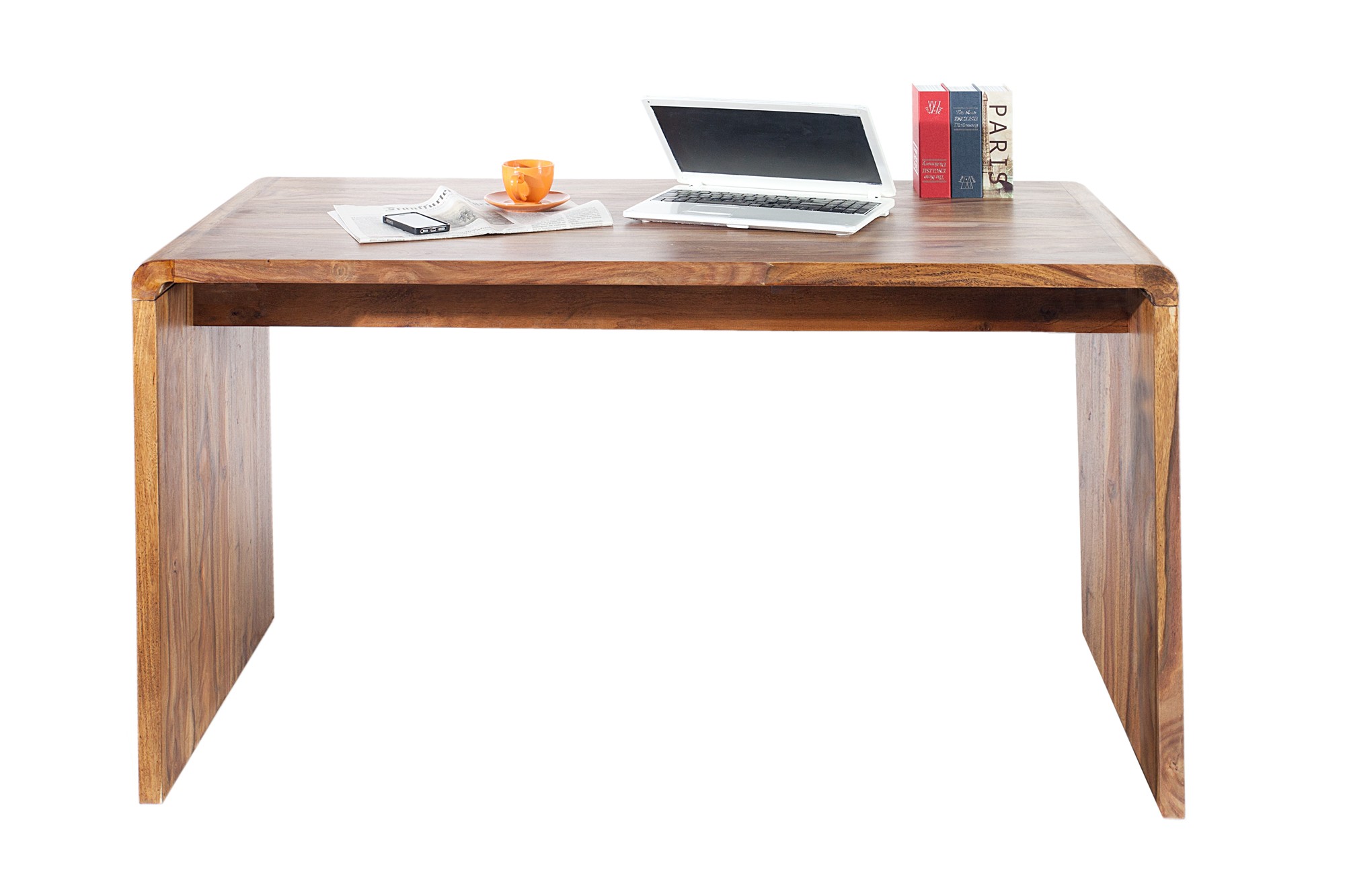 Estila Masívny písací stôl Terra vo vidieckom štýle so zaoblenými hranami z palisandrového dreva hnedá s prírodnou kresbou 120 cm