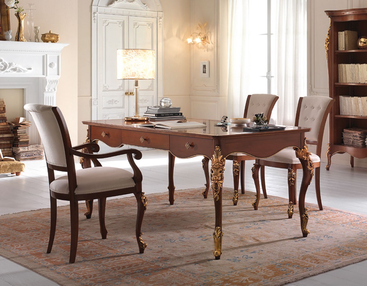 Estila Luxusný taliansky barokový pracovný stôl Hebert z masívu 181 cm