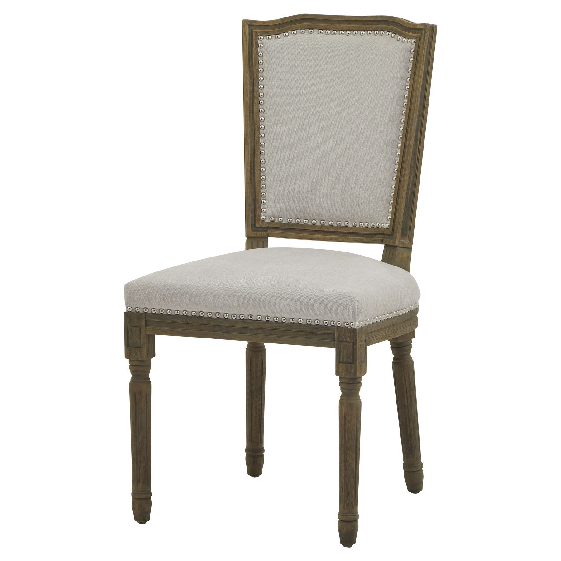 Estila Luxusná jedálenská stolička Antiquités Francaises s ručným vyrezávaním v pieskovej hnedej farbe a so svetlým čalúnením 51 cm