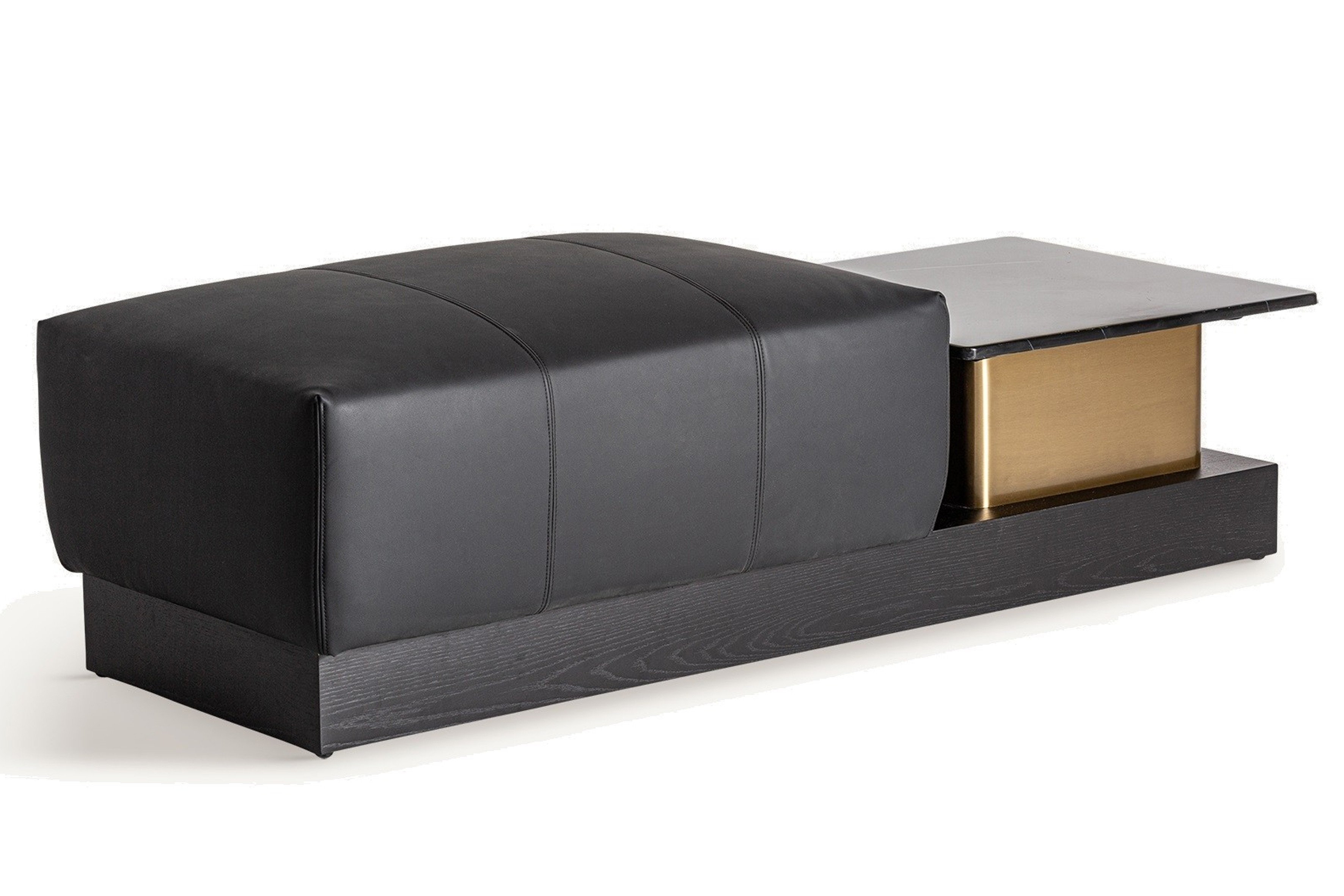 Estila Luxusný moderný príručný stolík s taburetkou Concepto na drevenom podstavci s mramorovou vrchnou doskou čierna 156 cm