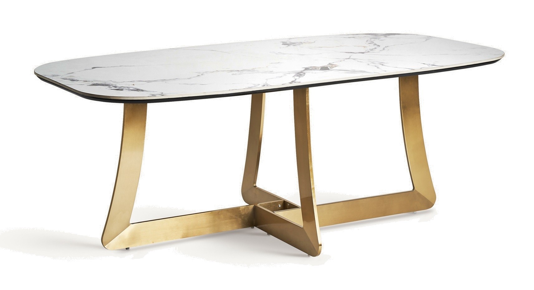 Estila Luxusný obdĺžnikový jedálenský stôl Tulipa v art deco štýle s vrchnou doskou z bieleho mramoru a zlatými nožičkami 200 cm