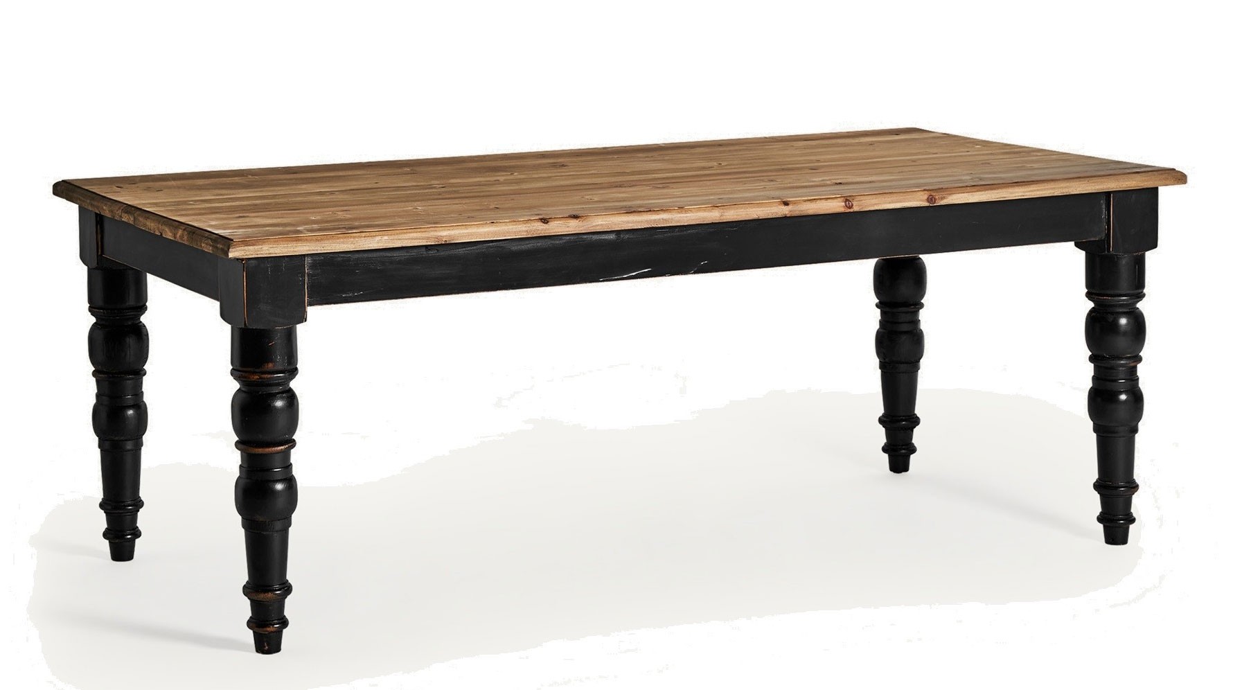 Estila Luxusný čierny obdĺžnikový vintage jedálenský stôl Zena Noir s vyrezávanými nohami a vrchnou doskou v hnedej farbe 200 cm