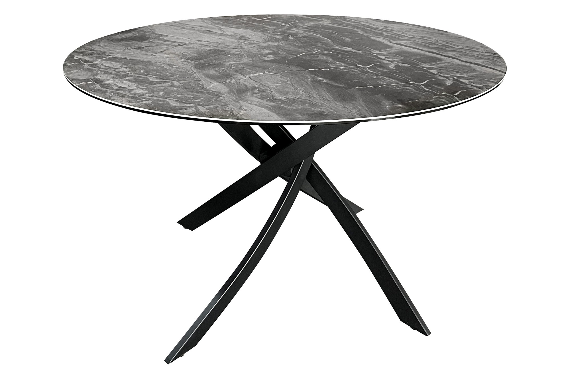 Estila Moderný sivý okrúhly jedálenský stôl Valldemossa s mramorovou kresbou na vrchnej doske 120 cm