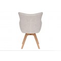 Dizajnová škandinávska otočná jedálenská stolička Krespa s béžovým poťahom a hnedými dubovými nohami 58 cm