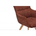 Dizajnová moderná otočná jedálenská stolička Krespa s bočnými opierkami a melírovaným poťahom v hrdzavej červenej farbe 58 cm