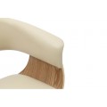Dizajnová škandinávska jedálenská stolička Ecco s krémovým koženým poťahom a svetlým hnedým dubovým rámom 62 cm