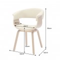 Dizajnová škandinávska jedálenská stolička Ecco s krémovým koženým poťahom a svetlým hnedým dubovým rámom 62 cm