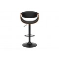 Industriálna čierna barová stolička Norwich s orechovým hnedým rámom s otočnou výškovo nastaviteľnou nohou 52 cm