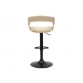 Škandinávska otočná barová stolička Norwich s béžovým koženým poťahom a čiernou výškovo nastaviteľnou nohou 103 cm