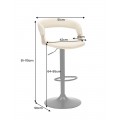 Škandinávska otočná barová stolička Norwich s béžovým koženým poťahom a čiernou výškovo nastaviteľnou nohou 103 cm