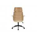 Moderná otočná výškovo nastaviteľná kancelárska stolička Madison s béžovým koženým čalúnením a hnedým dreveným rámom 68 cm