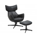 Moderné dizajnové čierne kreslo Krespa s poťahom z ekokože a otočnou kovovou podstavou 75 cm