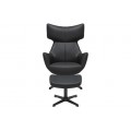 Moderné dizajnové čierne kreslo Krespa s poťahom z ekokože a otočnou kovovou podstavou 75 cm
