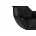 Moderné dizajnové čierne kreslo Krespa s poťahom z ekokože a otočnou kovovou podstavou 75 cm