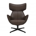 Moderné industriálne kožené kreslo Krespa s hnedým poťahom a otočným sedadlom s možnosťou zaklonenia 75 cm