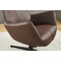 Moderné industriálne kožené kreslo Krespa s hnedým poťahom a otočným sedadlom s možnosťou zaklonenia 75 cm