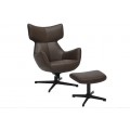 Moderné industriálne kožené kreslo Krespa s hnedým poťahom a otočným sedadlom s možnosťou zaklonenia 75 cm