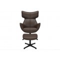 Moderné industriálne kožené kreslo Krespa s hnedým poťahom a otočným sedadlom s možnosťou zaklonenia 75 cm