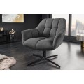 Moderné industriálne výškovo nastaviteľné otočné kreslo Mariposa s prešívaným sivým textilným poťahom 76 cm