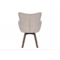 Škandinávska béžová jedálenská stolička Herold s prešívaným čalúnením s nožičkami z dubového dreva tmavej hnedej farbe 93 cm