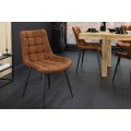 Dizajnová industriálna jedálenská stolička Moritz s koňakovo hnedým poťahom z ekokože a čiernymi kovovými nohami 51 cm