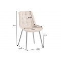 Dizajnová škandinávska jedálenská stolička Moritz so zamatovým poťahom v šampanskom béžovom odtieni s prešívaním 51 cm