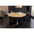 Dizajnový moderný okrúhly jedálenský stôl Maderia s dubovou svetlou hnedou doskou a čiernou kovovou nohou 120 cm