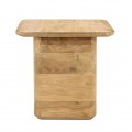 Luxusný moderný štvorcový príručný stolík Riga s hranatou nohou so zaoblenými rohmi zo svetlého hnedého teakového dreva 46 cm