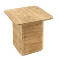 Luxusný moderný štvorcový príručný stolík Riga s hranatou nohou so zaoblenými rohmi zo svetlého hnedého teakového dreva 46 cm