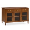 Luxusný koloniálny príborník Berkshire z mahagónového dreva v hnedej farbe s tromi zásuvkami a sklenenými dvierkami 140 cm