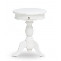 Luxusný klasický masívny mahagónový biely príručný stolík Mahani s okrúhlou vrchnou doskou s jednou zásuvkou s vyrezávanou nohou so štyrmi ramenami