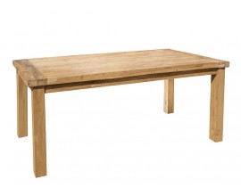 Luxusný masívny vidiecky obdĺžnikový jedálenský stôl Madero zo svetlohnedého teakového dreva s hranatými nohami 200 cm