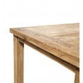Luxusný masívny vidiecky obdĺžnikový jedálenský stôl Madero zo svetlohnedého teakového dreva s hranatými nohami 200 cm