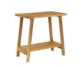 Masívny vidiecky konzolový stolík Madero z recyklovaného teakového dreva v prírodnej hnedej farbe s policou 80 cm