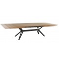 Luxusný moderný obdĺžnikový rozkladací jedálenský stôl Gerant s hnedou orechovou doskou a čiernou podstavou 200-320 cm