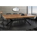 Luxusný moderný obdĺžnikový rozkladací jedálenský stôl Gerant s hnedou orechovou doskou a čiernou podstavou 200-320 cm