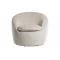 Moderné otočné okrúhle kreslo Elian s čalúnením a poťahom zo štruktúrovanej látky v béžovej farbe 76 cm