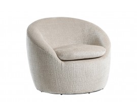 Moderné otočné okrúhle kreslo Elian s čalúnením a poťahom zo štruktúrovanej látky v béžovej farbe 76 cm